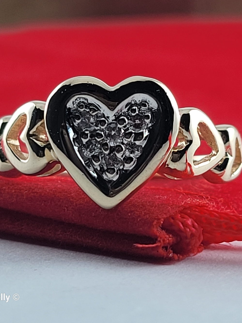 14K Yellow Gold Heart-Shaped Genuine Diamonds Ring Size 5.75 - Solid Gold! 👌🎁